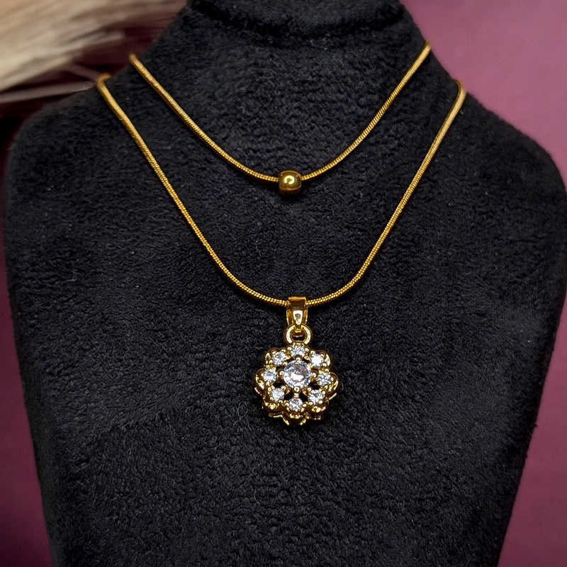Bloom and Bead Layered Chain featuring floral cluster pendant and bead accent