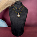 Bloom and Bead Layered Chain with floral pendant and gold-tone finish