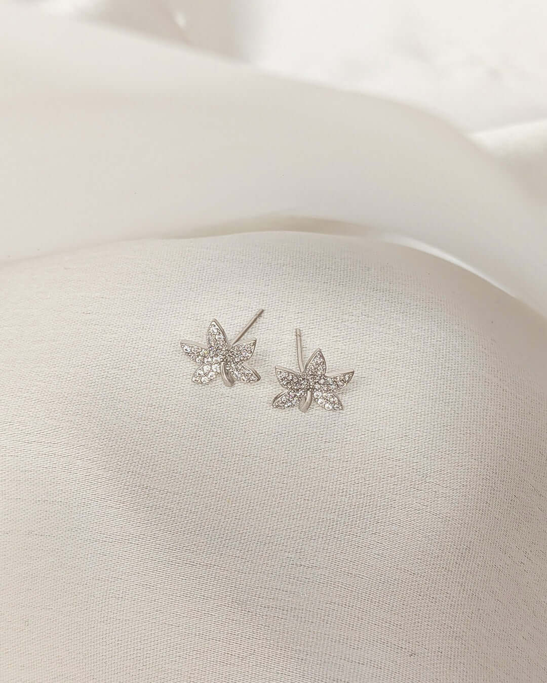 Crystal Maple Stud Earrings - Slayshine