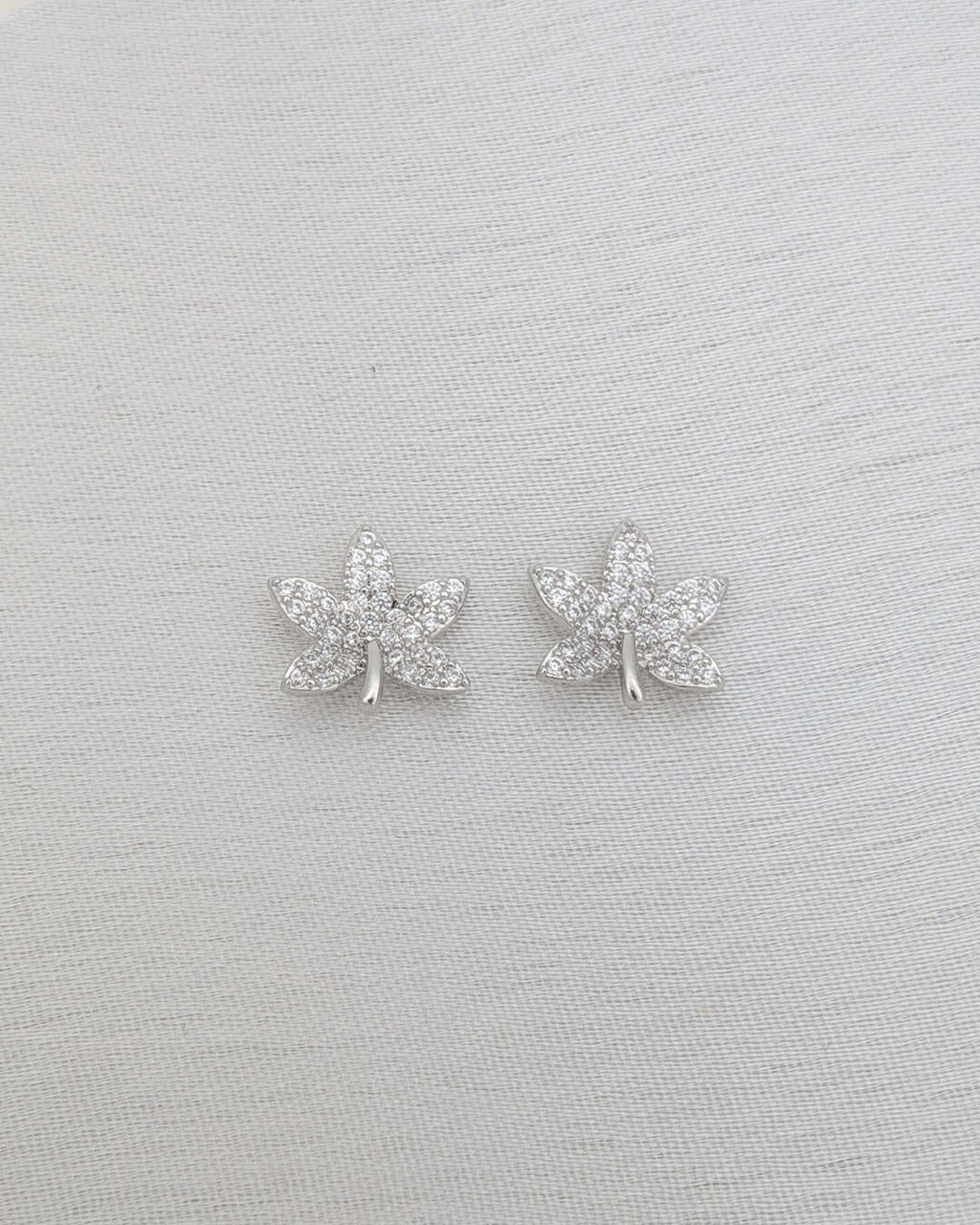 Crystal Maple Stud Earrings - Slayshine