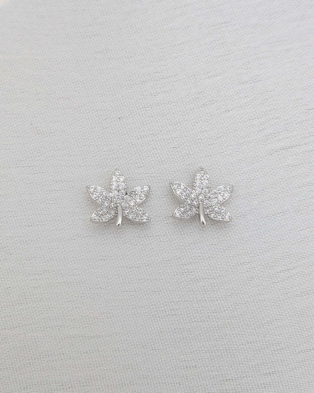 Crystal Maple Stud Earrings - Slayshine