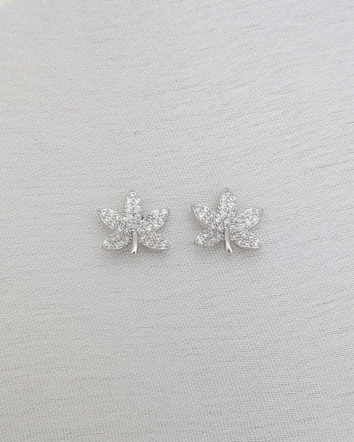 Crystal Maple Stud Earrings - Slayshine