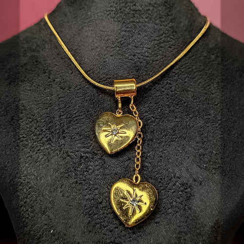 Double Heart Charm Necklace - Slayshine