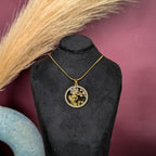Enchanted Garden Halo Pendant with floral detailing and gold-tone chain