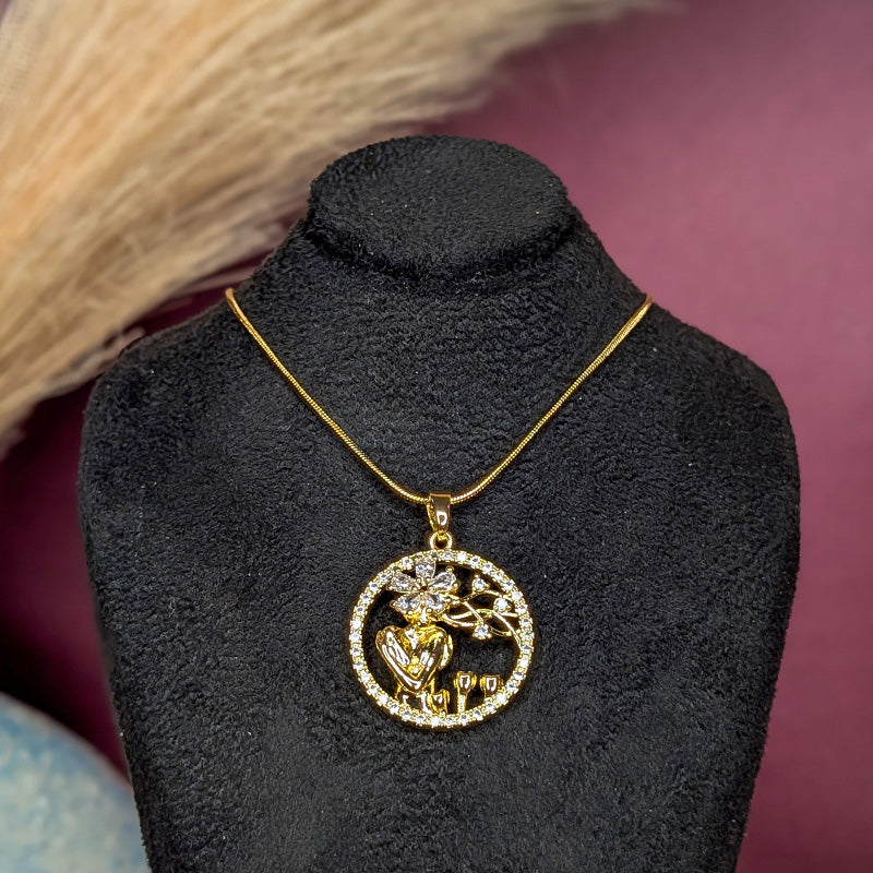 Enchanted Garden Halo Pendant necklace displayed on black jewellery bust