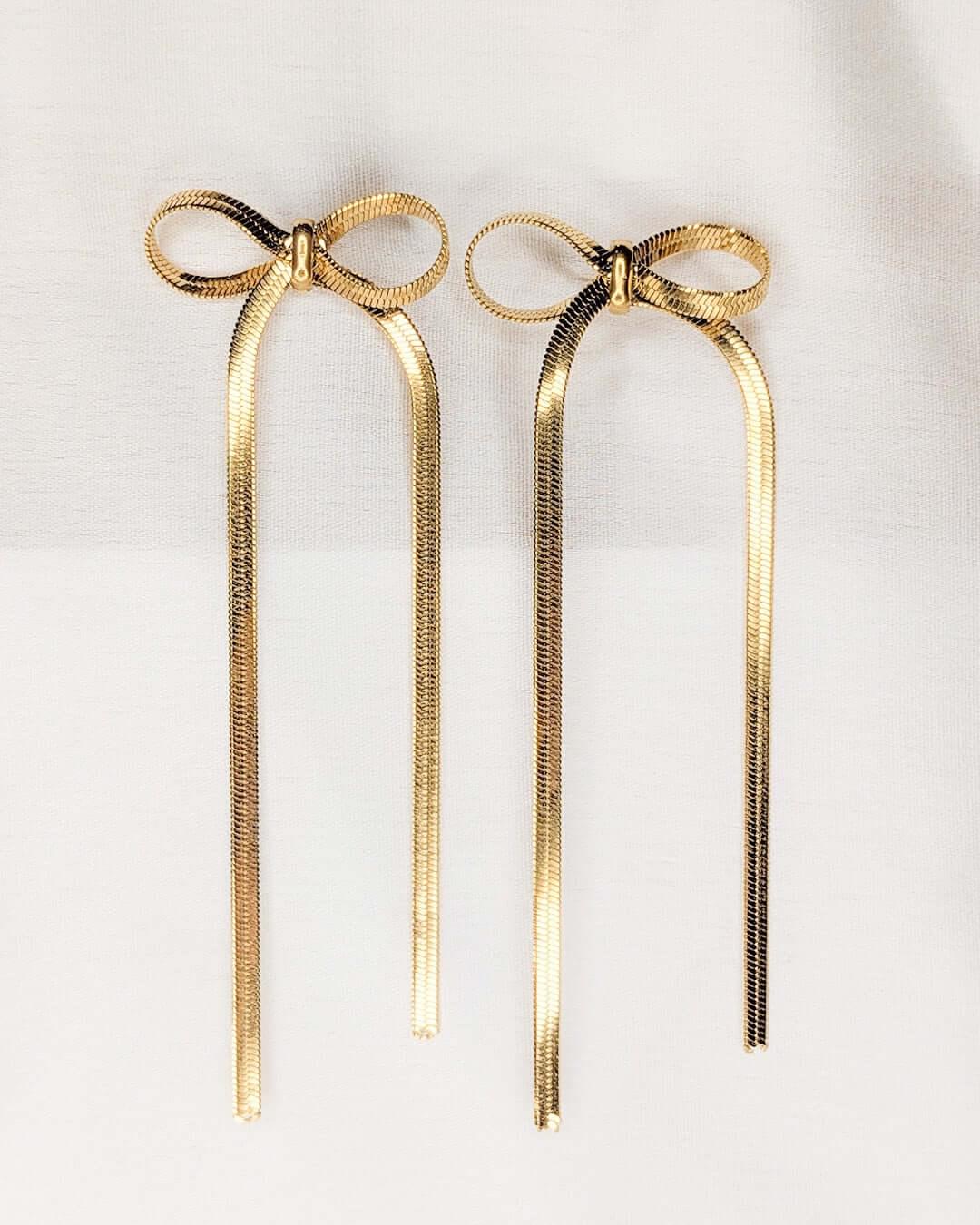 Golden Ribbon Tassel Earrings for Women - Slayshine