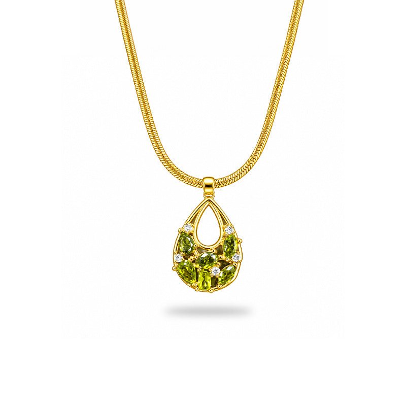 Green Olive Teardrop Cluster Necklace - Slayshine