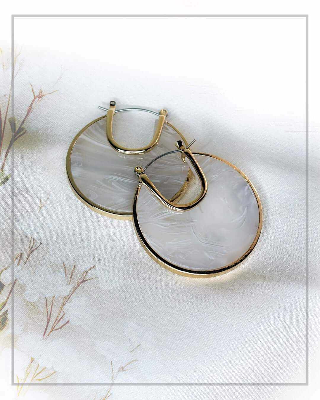 Ivory Mist Statement Hoops - Slayshine