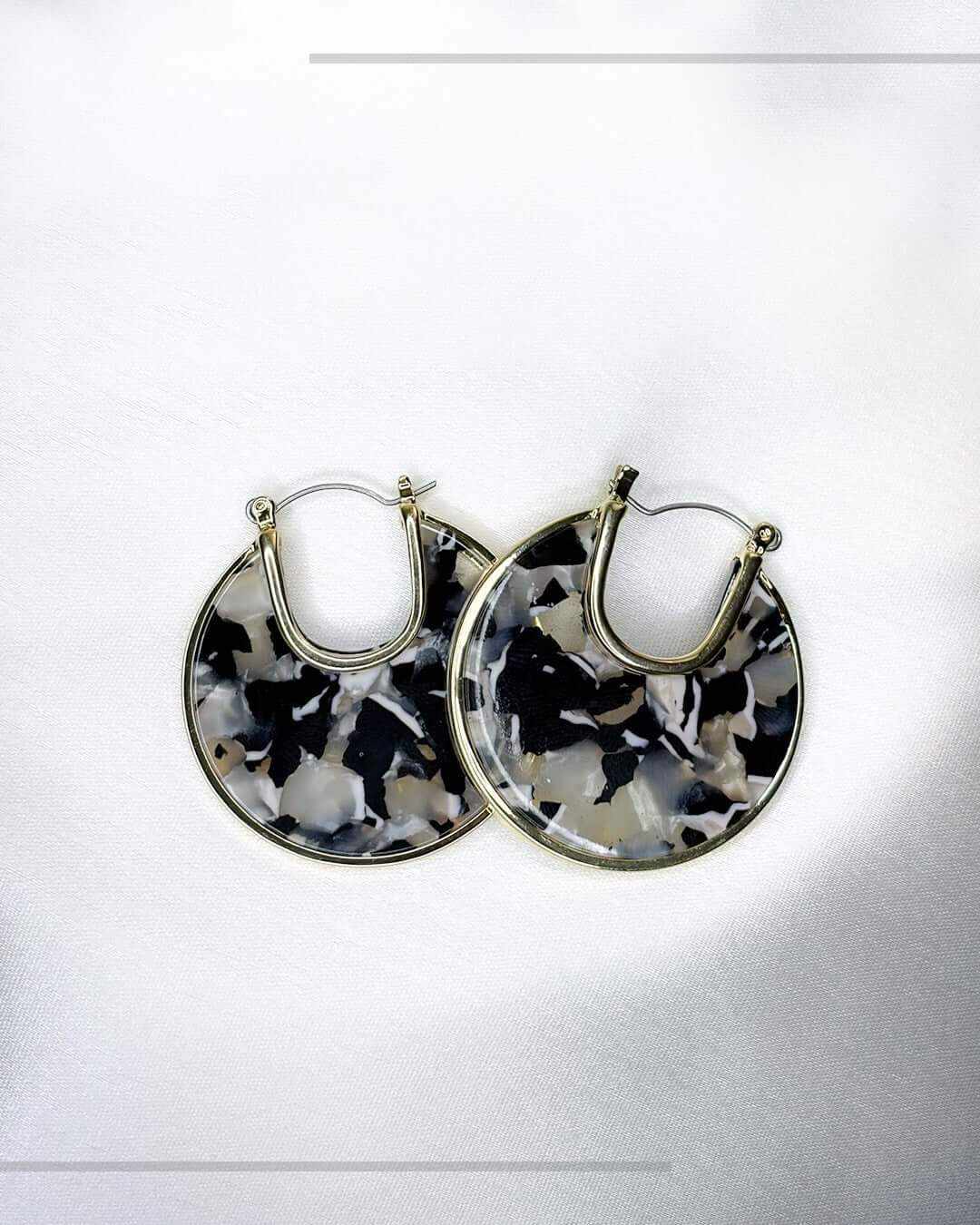 Midnight Marble Statement Hoops - Slayshine