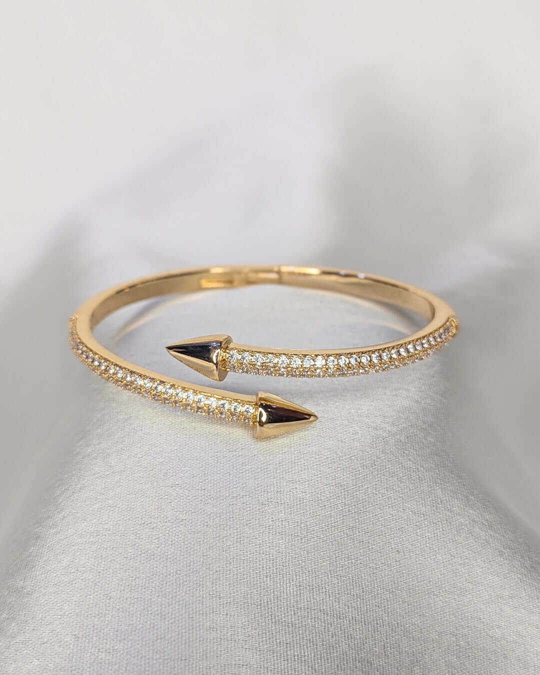 Luxury pavé crystal bracelet with arrow-tip detailing