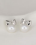 Pearl Bow Stud Earrings - Slayshine