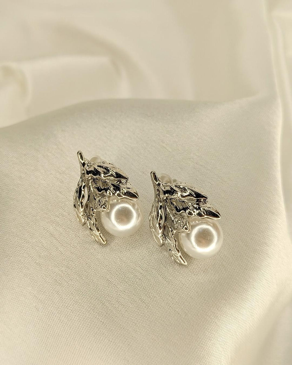 Pearl Leaf Whisper Earrings - Slayshine