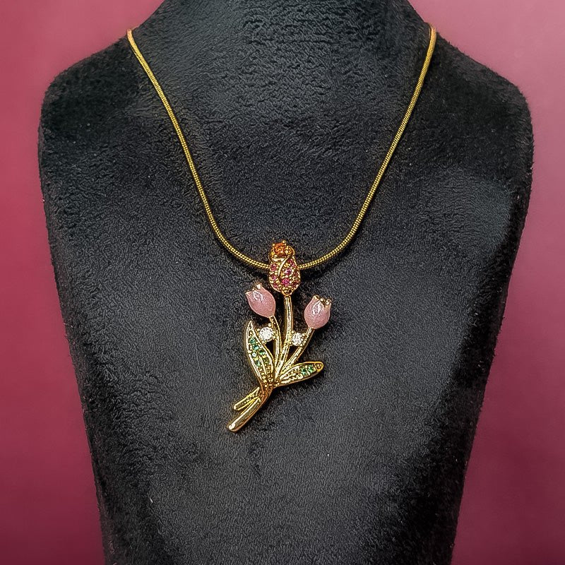 Rose Gold Tulip Charm Necklace - Slayshine
