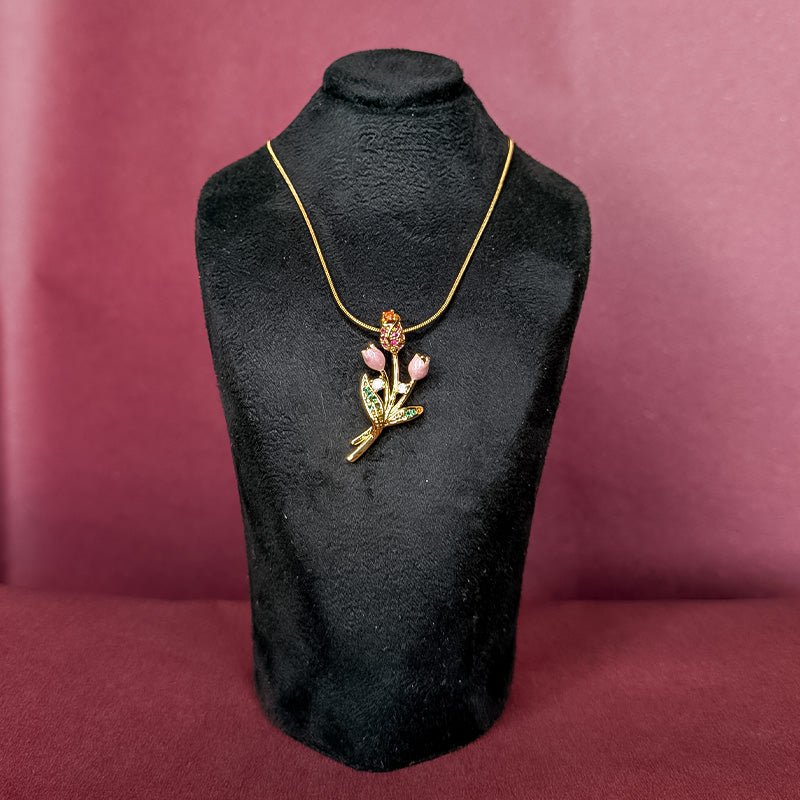Rose Gold Tulip Charm Necklace - Slayshine