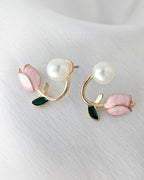Rose Pearl Bloom Earrings - Slayshine