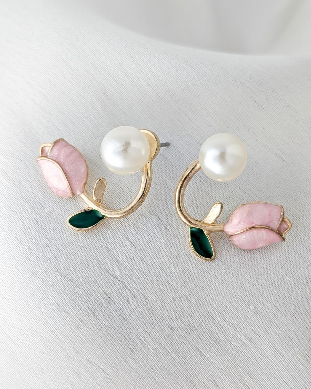 Rose Pearl Bloom Earrings - Slayshine