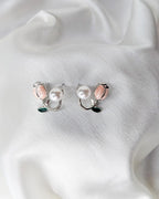 Silver Rose Pearl Earrings - Slayshine