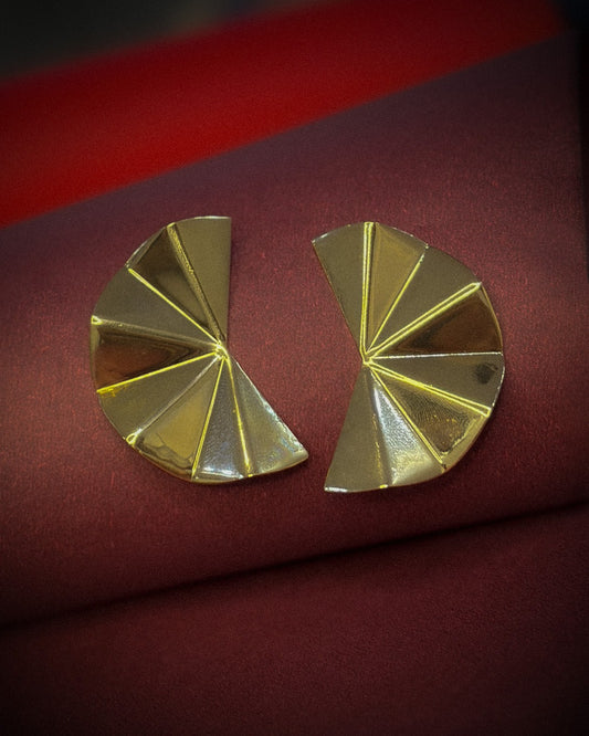 Golden Eclipse Earrings with anti tarnish gold finish and geometric design