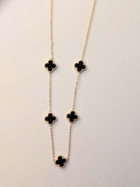 Black clover gold necklace with elegant anti tarnish finish for women