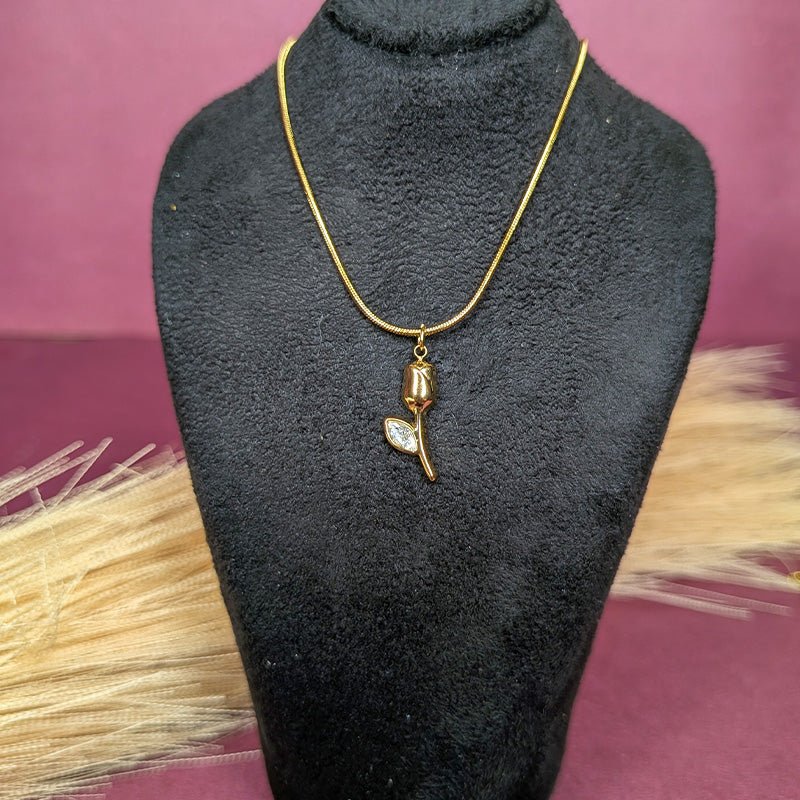 Tulip Pendant with Crystal Leaf Accent - Slayshine